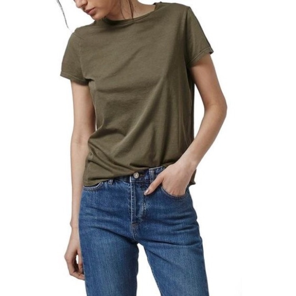 TOPSHOP Olive green cotton tee
